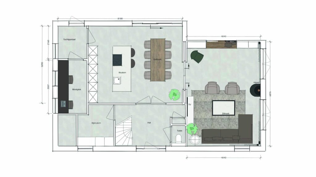 Nieuwbouw woning Nistelrode interieurontwerp tekening