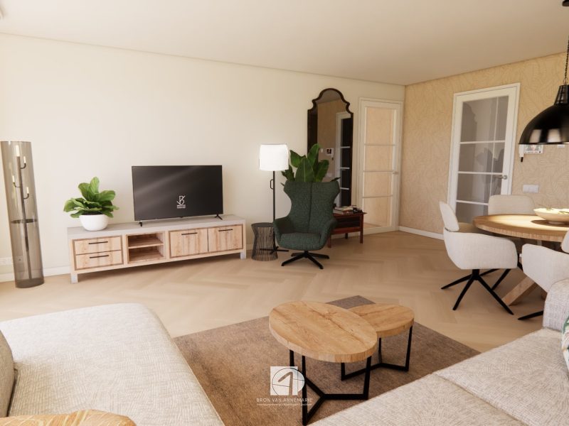 Interieurontwerp appartement Dronten tv meubel wand