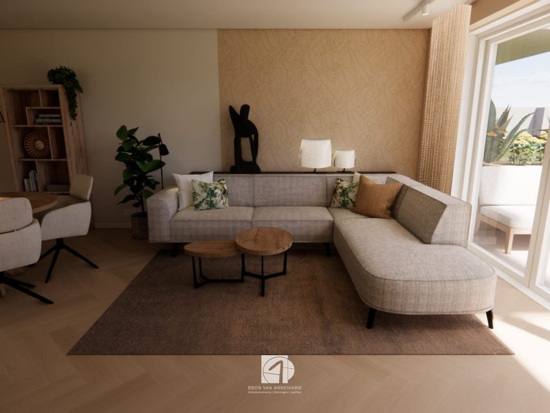 Interieurontwerp appartement Dronten zithoek bank