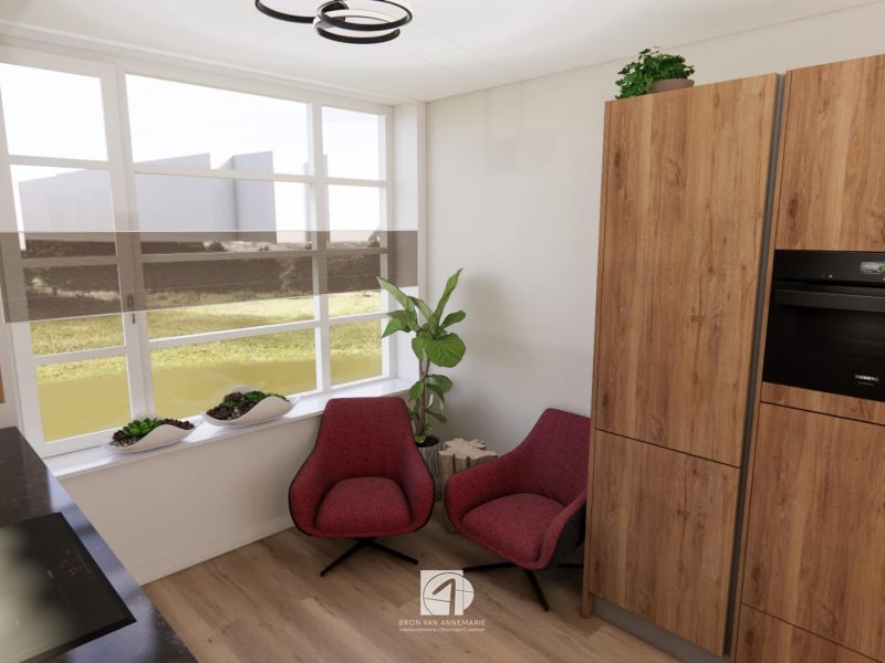 Interieurontwerp nieuwbouw Oudewater zitje keuken