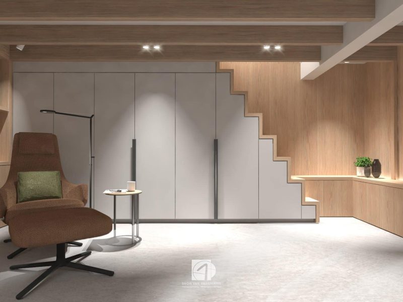 Interieurontwerp souterrain woonhuis Deventer maatwerk kasten